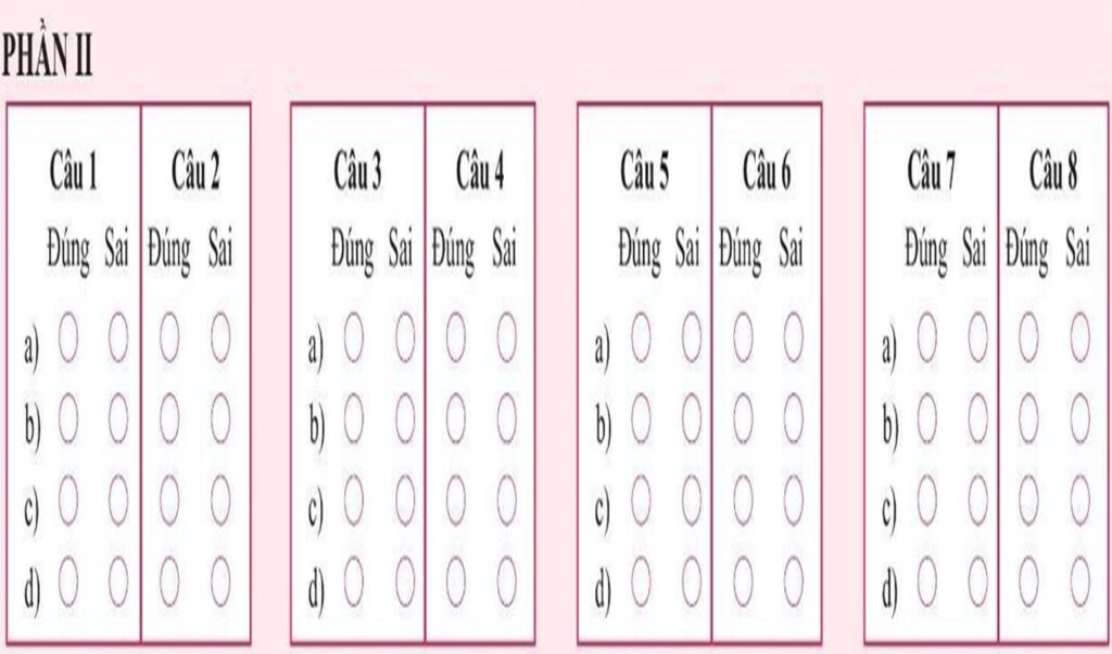 Phần II thi THPT 2025